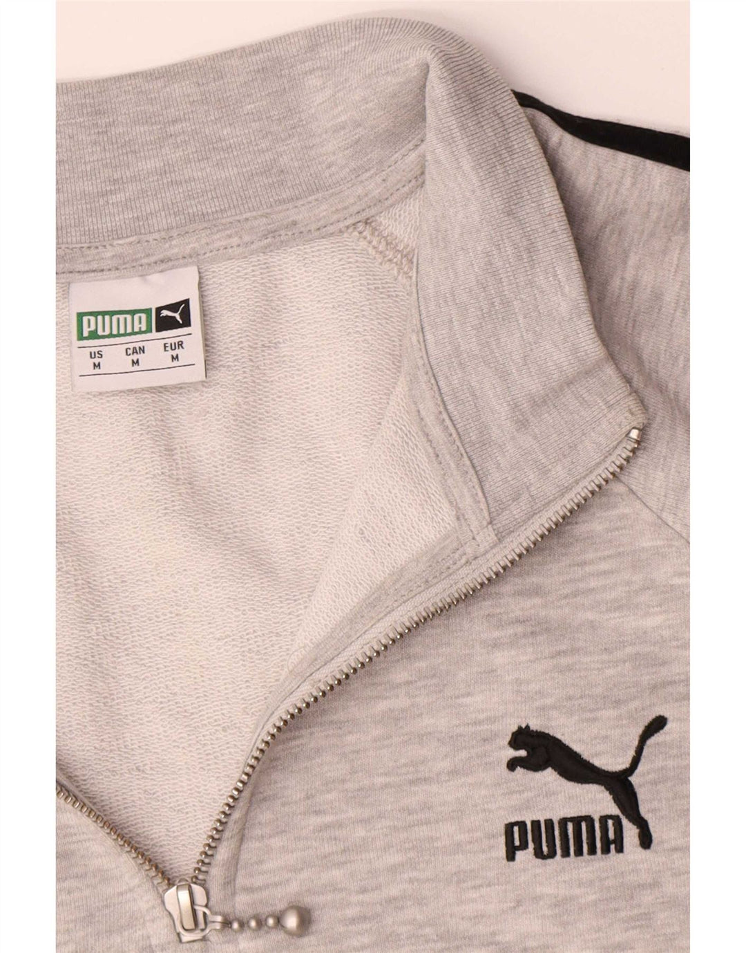Puma Sweat-Shirt Zip Neck Homme Gris Moyen Moucheté Coton