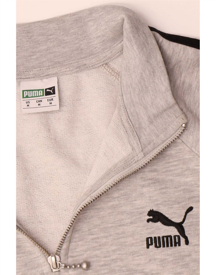 Puma Sweat-Shirt Zip Neck Homme Gris Moyen Moucheté Coton