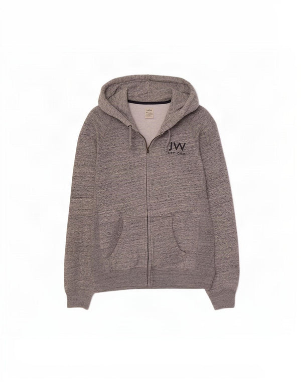 Jack Wills Pull à capuche zippé pour homme Petit coton moucheté gris