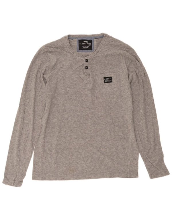 Jack & Jones Haut à manches longues pour hommes en coton moucheté gris moyen