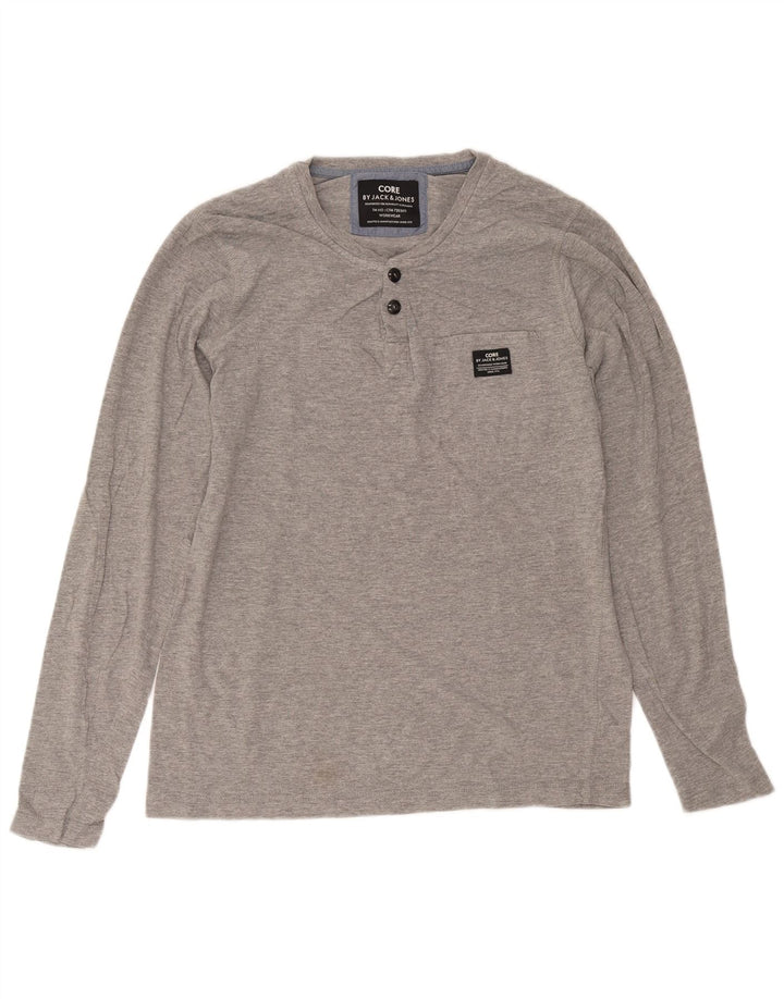 Jack & Jones Haut à manches longues pour hommes en coton moucheté gris moyen