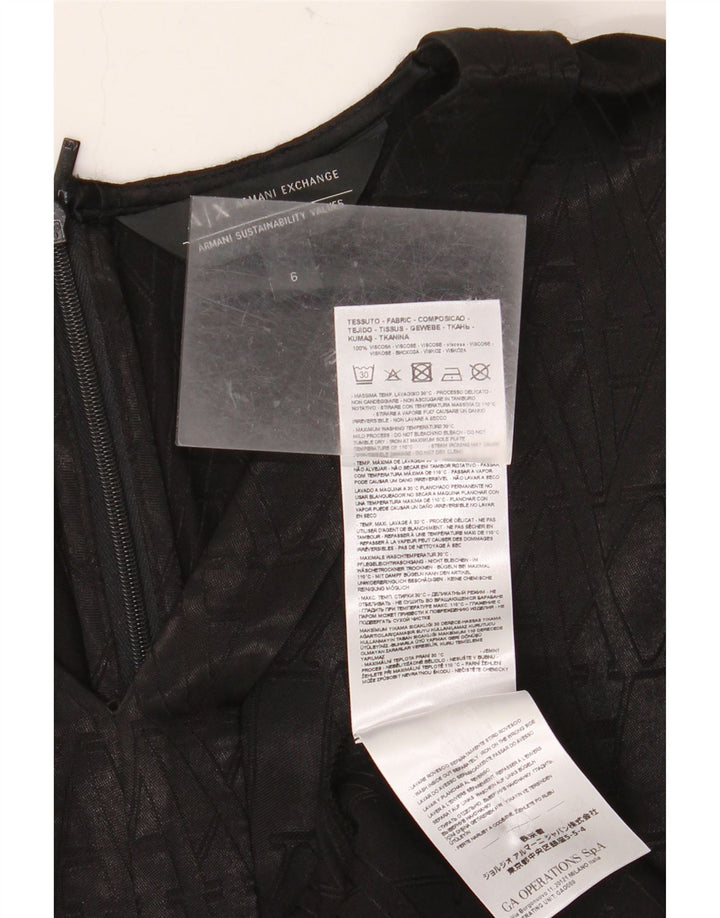 ARMANI EXCHANGE Robe trapèze graphique sans manches pour femme US 6 Noir moyen
