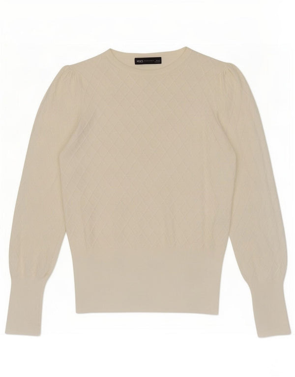 Marks & Spencer Pull à col rond pour femme UK 8 Small Viscose blanche