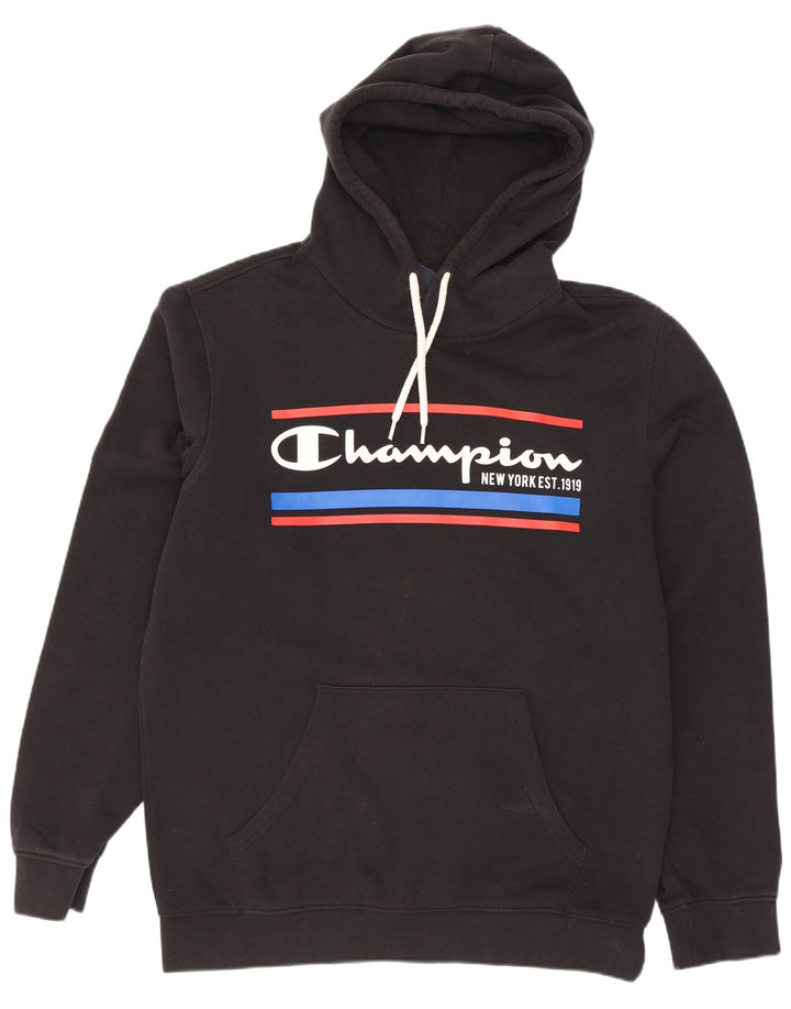 Champion Pull à Capuche Graphique Homme Noir Moyen Coton