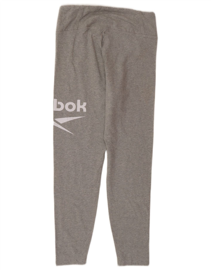 Reebok Leggings Graphic Femme UK 12/14 Gris Moyen Coton