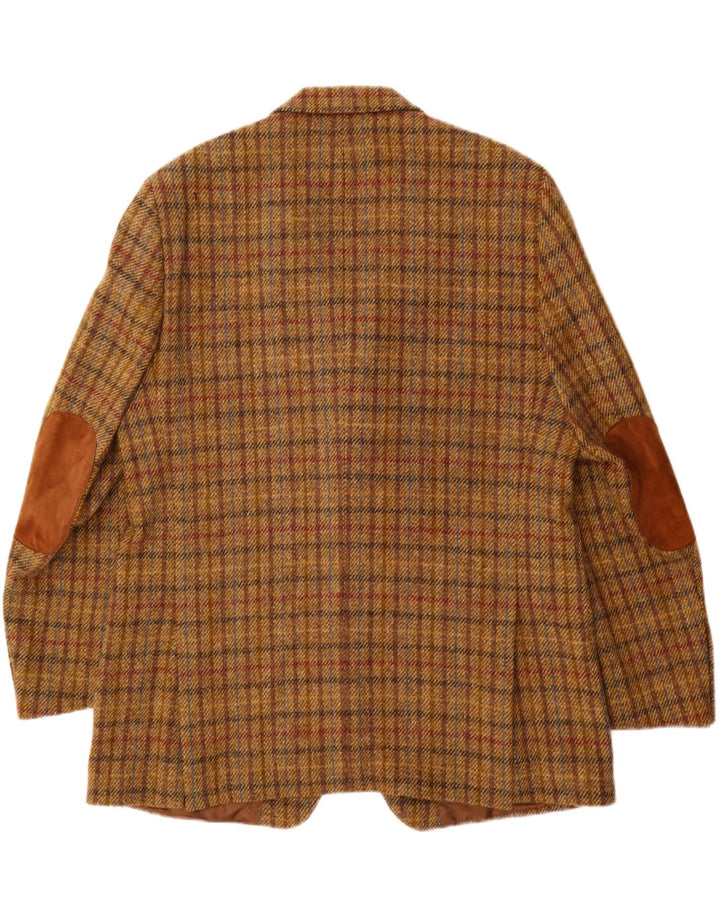 Harris Tweed Veste Blazer 3 Boutons pour Homme UK 40 Grand Carreau Marron