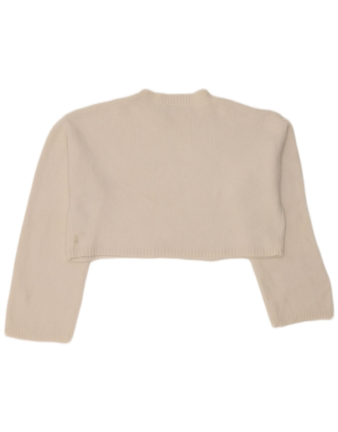 Zara Pull court à col rond pour femme UK 14 en nylon blanc moyen