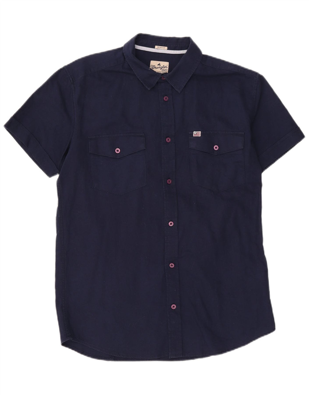 Wrangler Chemise cintrée pour homme en coton bleu marine Taille L