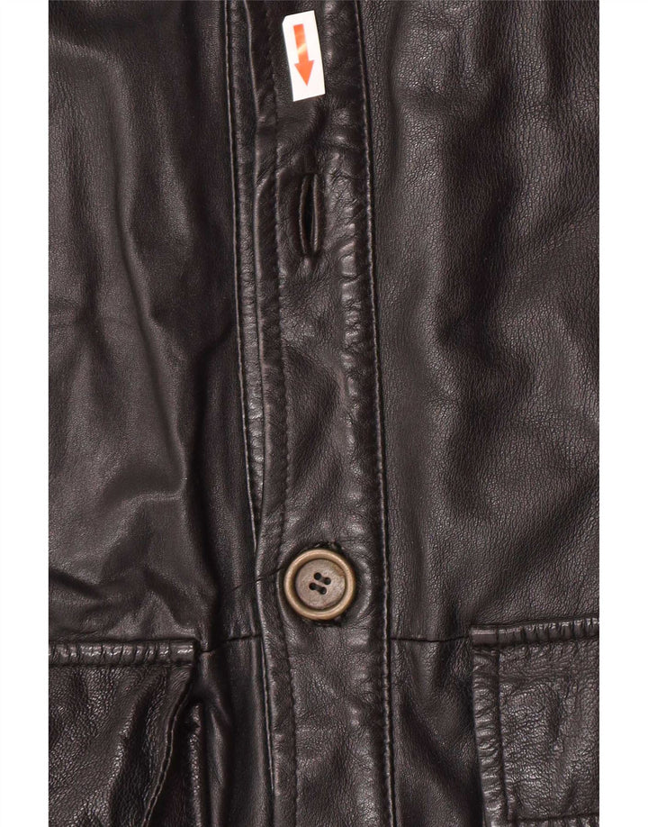 Squero Veste en cuir militaire pour homme UK 36 Small Noir