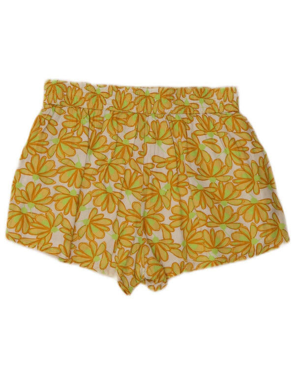 Zara Womens High Rise Hot Pants XS W26 Jaune Floral Coton