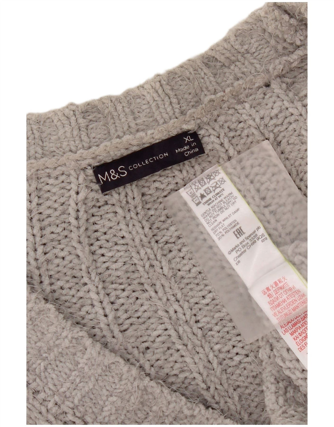Marks & Spencer Pull cardigan surdimensionné pour femme UK 18 XL Gris Polyester