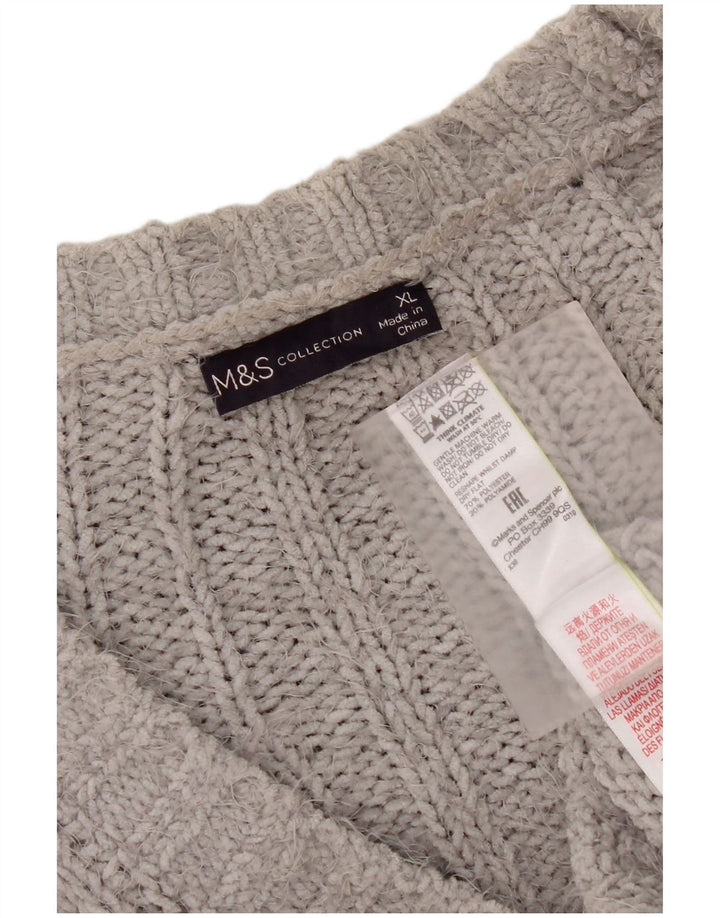 Marks & Spencer Pull cardigan surdimensionné pour femme UK 18 XL Gris Polyester