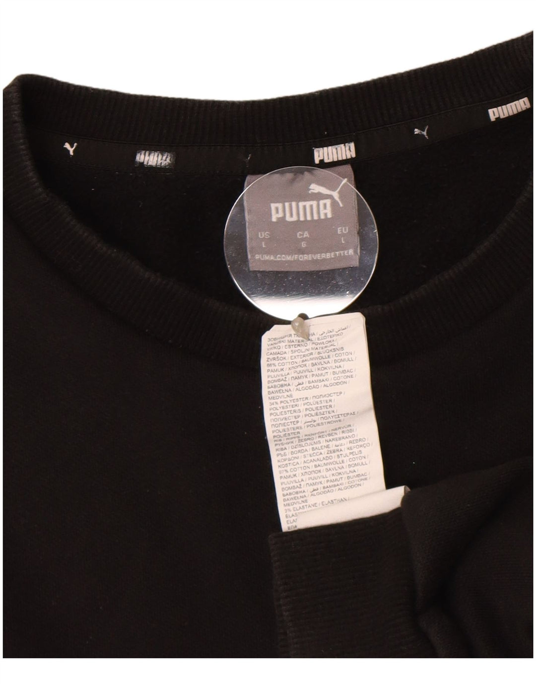 Puma Sweat-shirt pour homme en coton noir Taille L