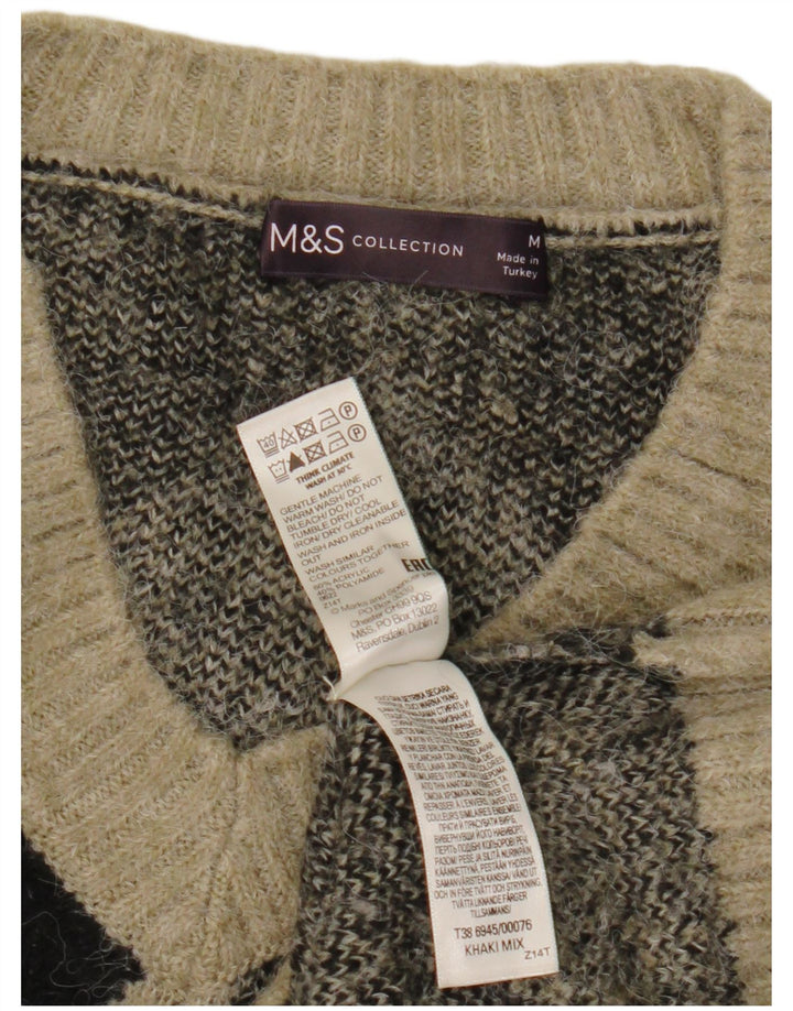 Marks & Spencer Pull court à col en V pour femme UK 14 Kaki moyen