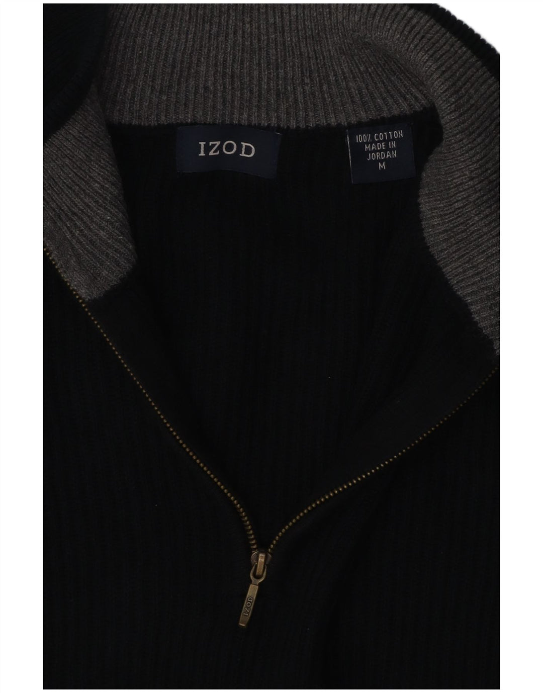 IZOD Pull col zippé homme coton noir moyen