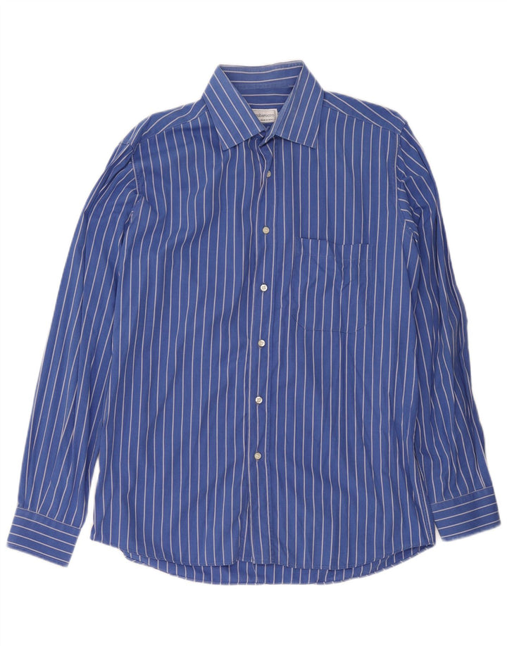Roccobarocco Chemise Homme Taille 40 15 3/4 Rayure Bleu Moyen