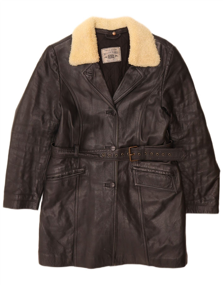 vintage Femmes Pardessus UK 10 Petit Noir