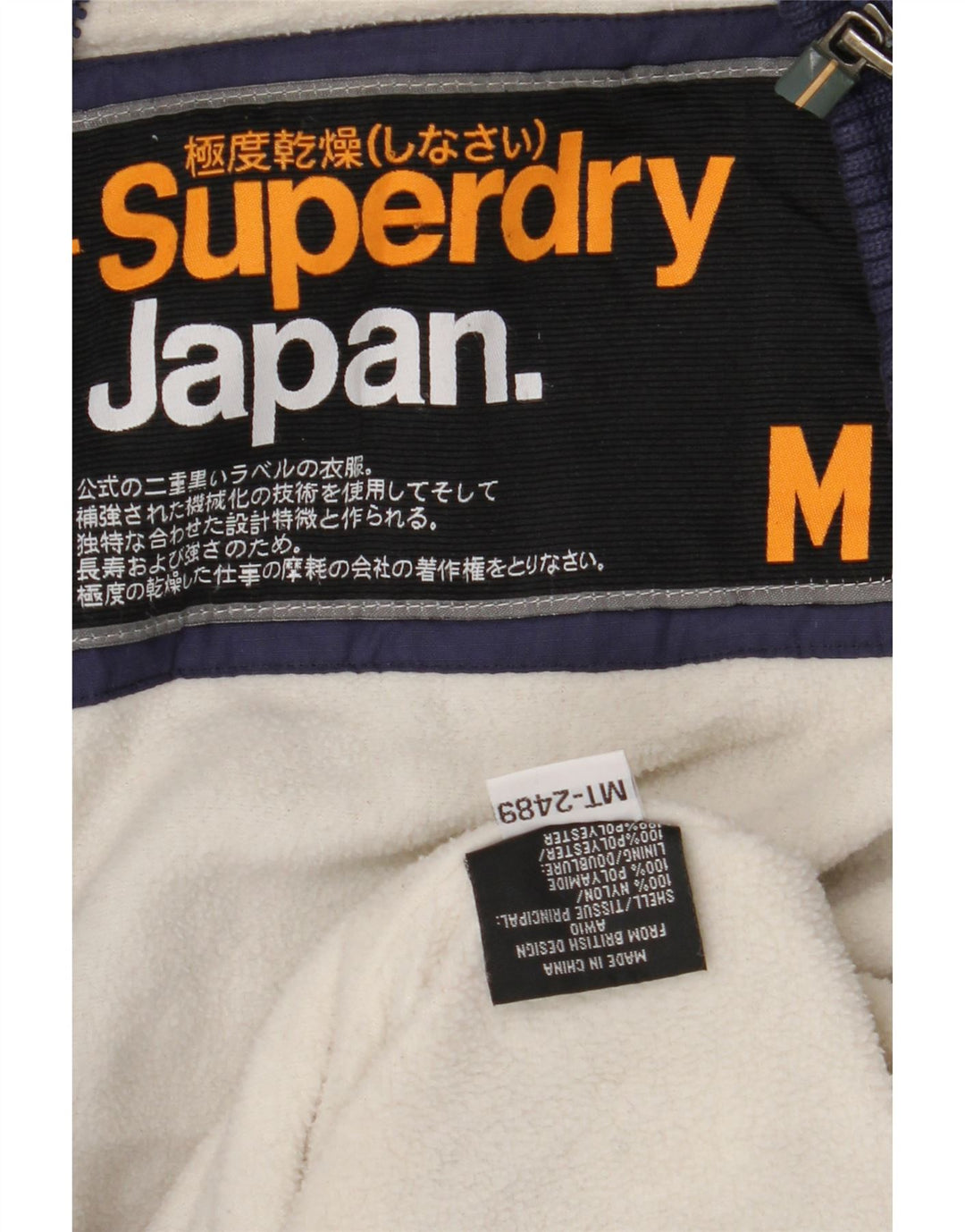 SUPERDRY Veste coupe-vent à capuche pour femme UK 14 Medium Navy Blue Nylon