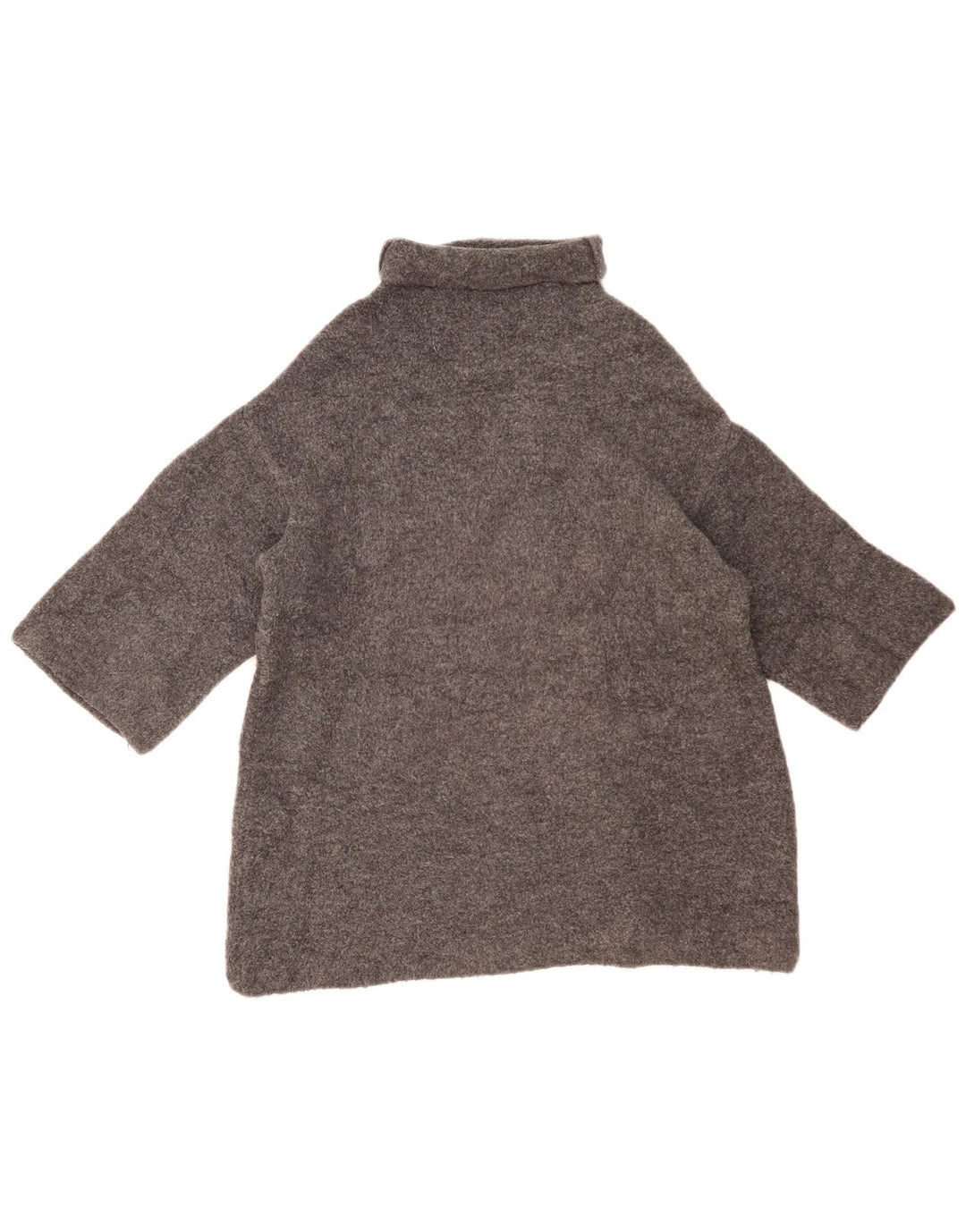 ZARA Femme Pull surdimensionné à manches 3/4 et col roulé UK 10 Petit Gris
