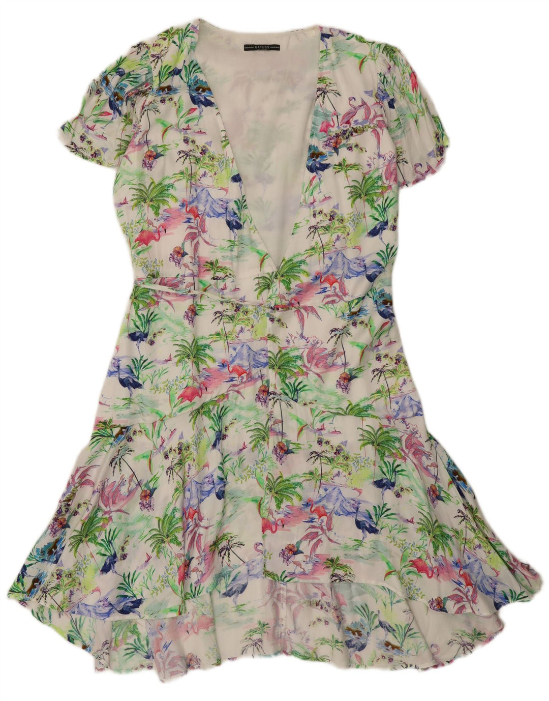 Guess Robe portefeuille pour femme UK 12 Medium Multicolore Floral Hawaïen