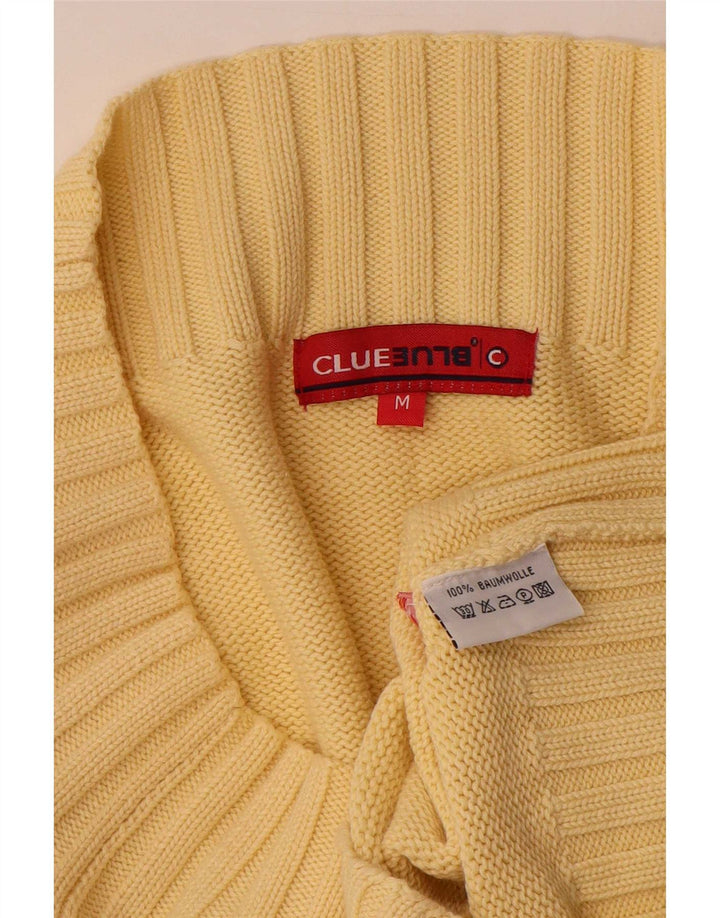 vintage Femmes Off Épaule Pull UK 12 Coton Jaune Moyen