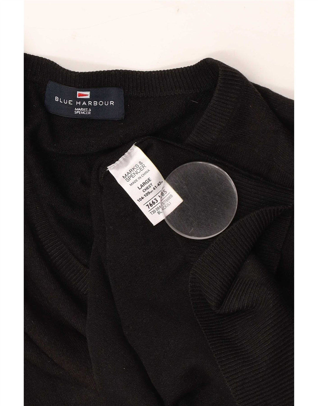 Marks & Spencer Pull col V pour homme UK 41/43 Large Noir