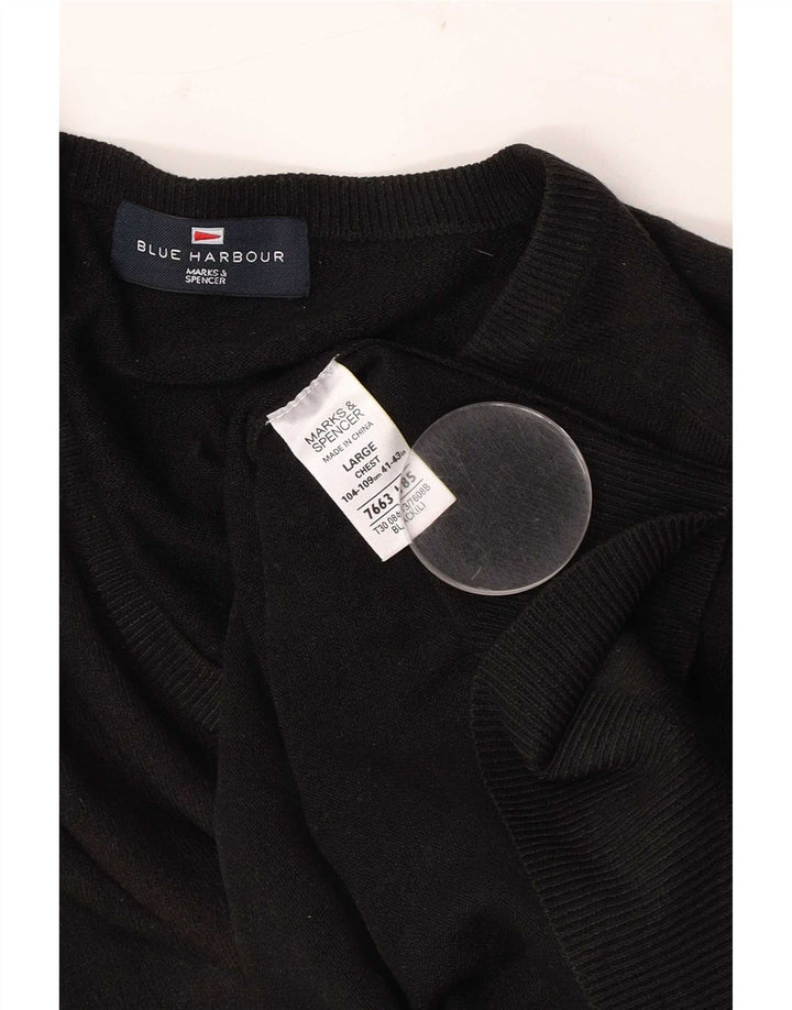 Marks & Spencer Pull col V pour homme UK 41/43 Large Noir