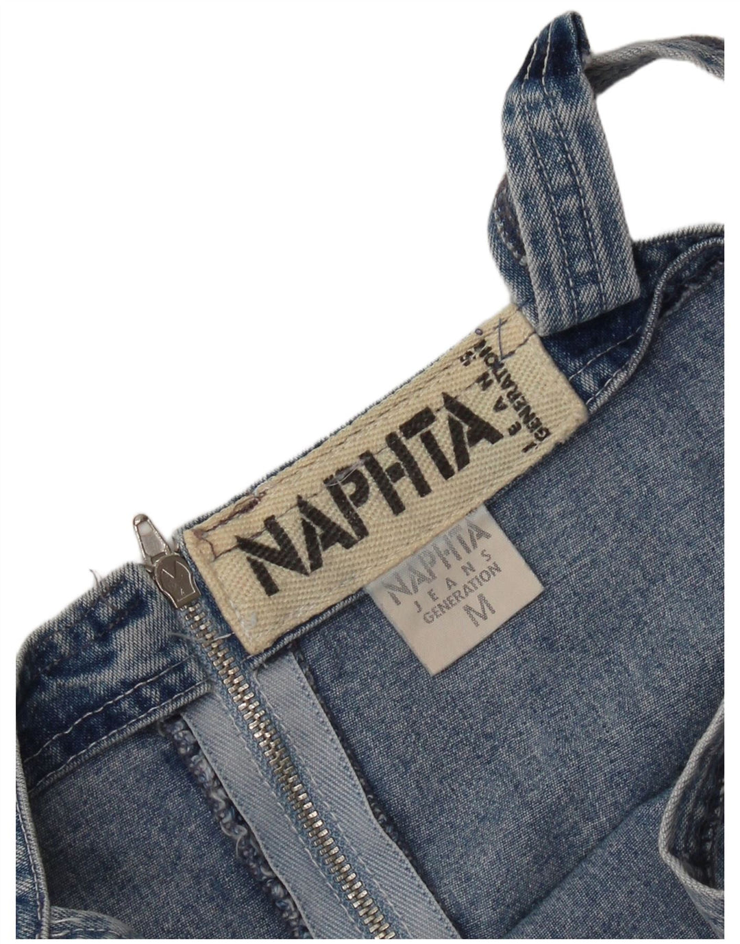 vintage Femmes Sans Manches Mini Denim Robe UK 12 Coton Bleu Moyen