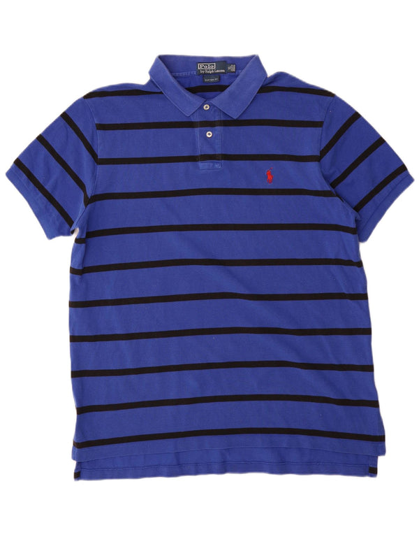 POLO RALPH LAUREN Polo Homme Coupe Sur Mesure XL Bleu Rayé Coton