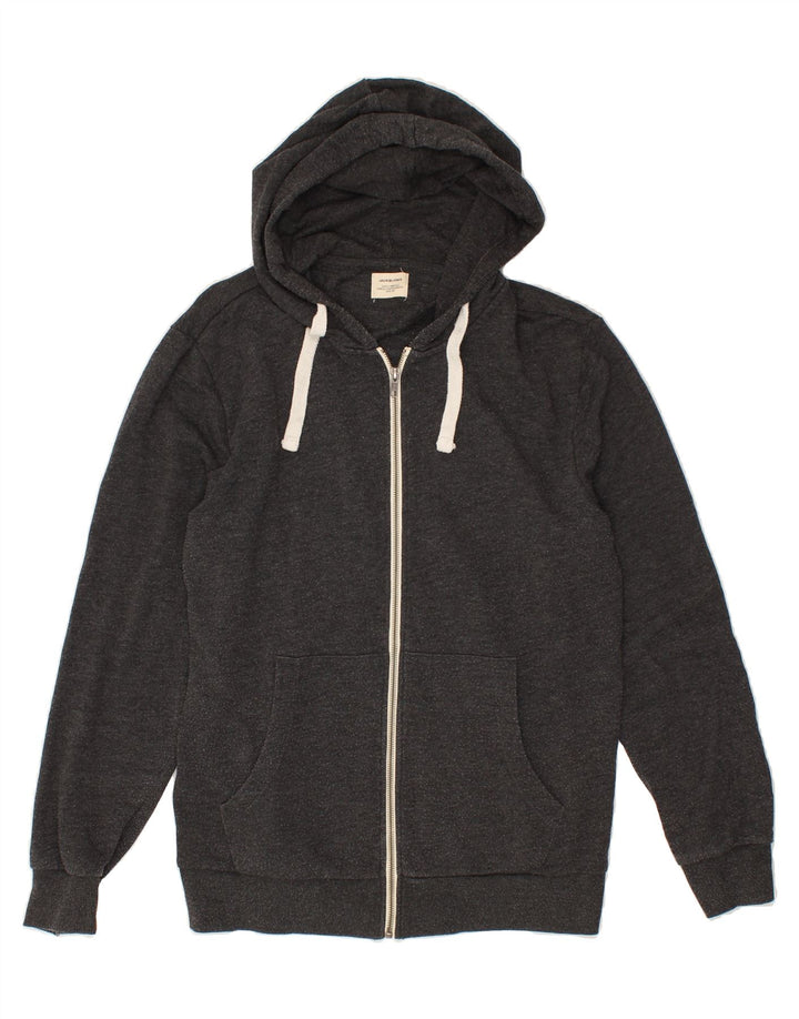 JACK & JONES Mens Zip Hoodie Sweater Small Grey Cotton Vintage Jack & Jones and Second-Hand Jack & Jones from Messina Hembry 
