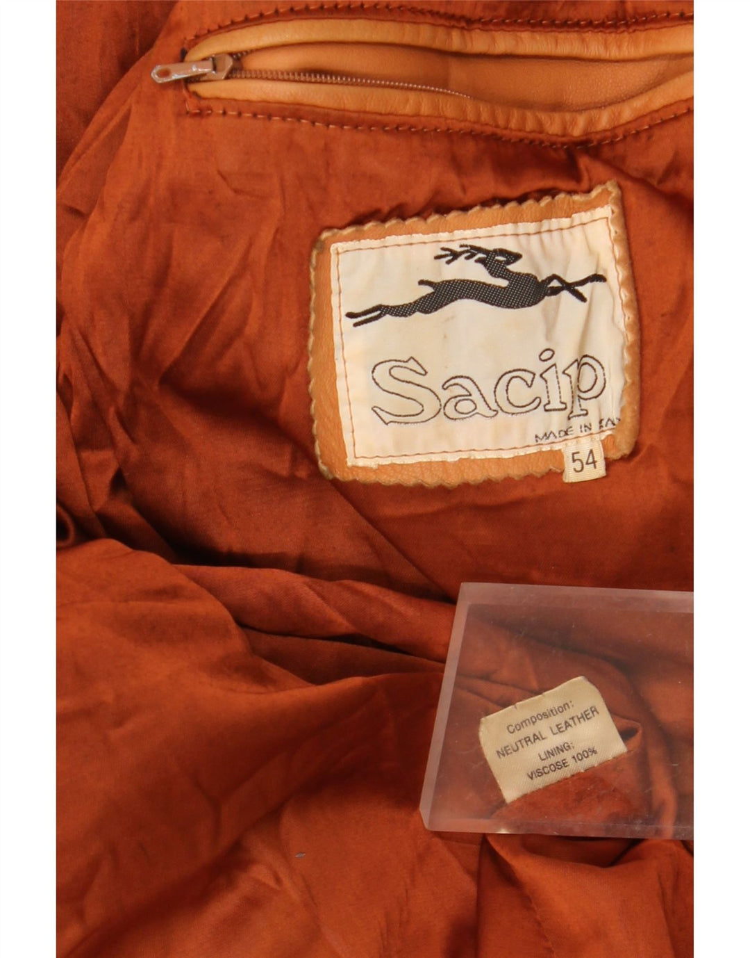 VINTAGE Manteau en cuir homme IT 54 2XL Cuir marron