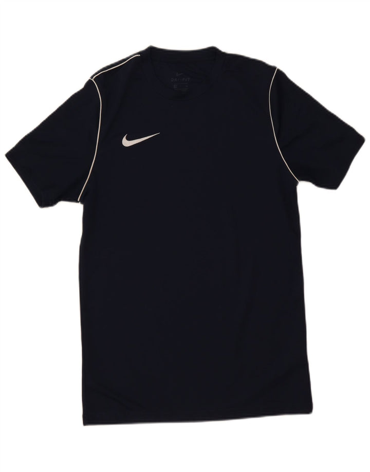 Nike Hommes Dri Fit T-Shirt Haut Petit Bleu Marine Polyester