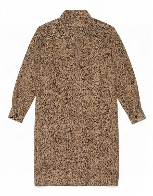 Zara Robe chemise à manches longues pour femme Coupe décontractée UK 6 XS Beige Imprimé animal