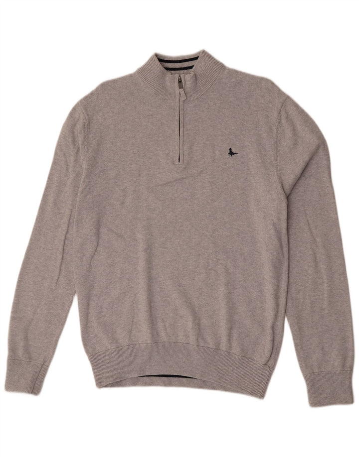 Jack Wills Pull à col zippé pour homme en coton gris Taille L