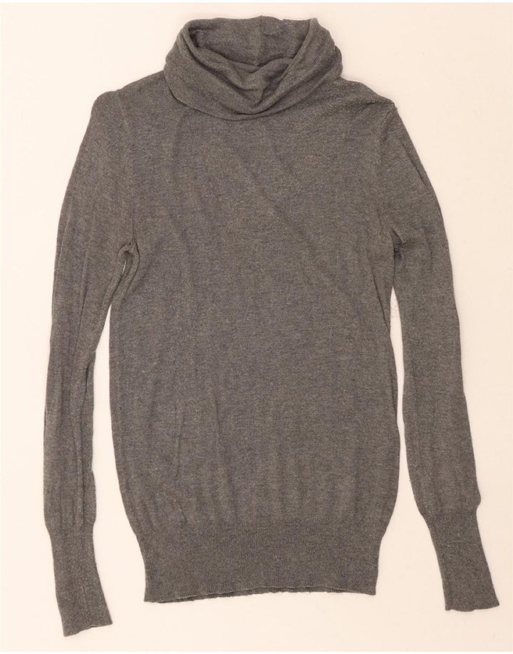 MOSSIMO Womens Roll Neck Jumper Sweater UK 10 Small Grey Nylon Vintage Mossimo and Second-Hand Mossimo from Messina Hembry 