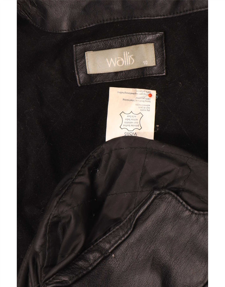 Wallis Manteau en cuir surdimensionné pour femme UK 10 Petit Noir