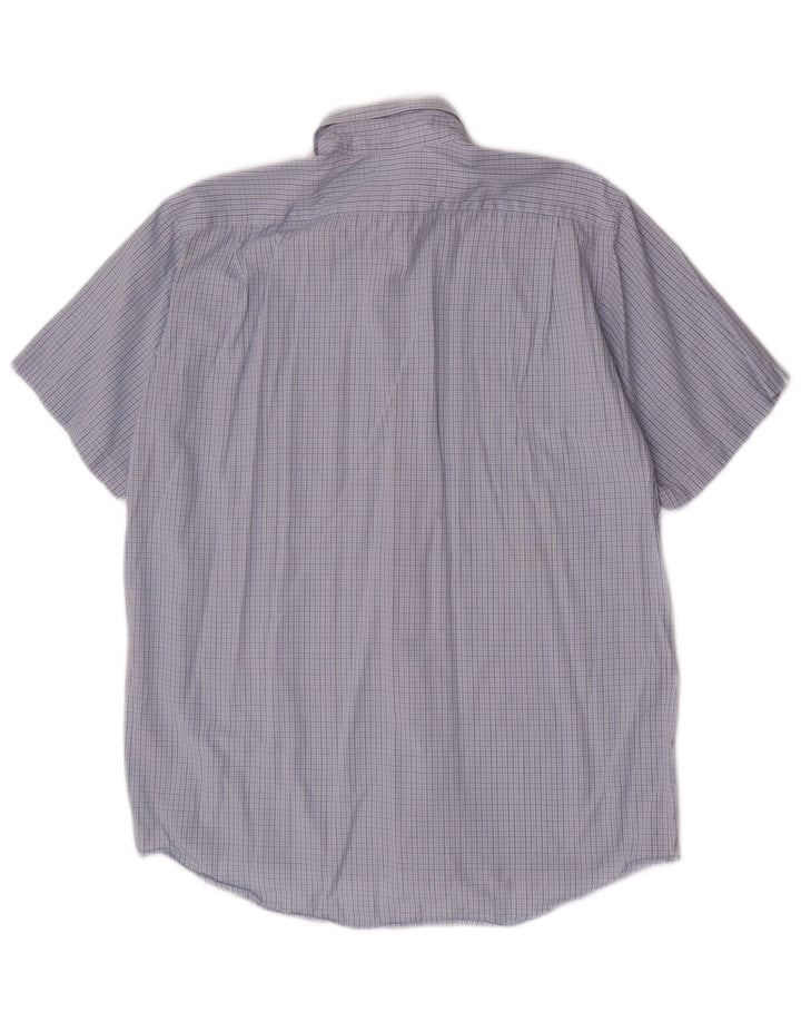 Lacoste Chemise à manches courtes pour hommes Taille 39 Coton vichy bleu moyen