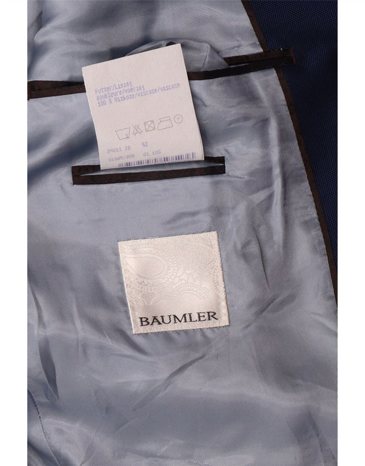 Baumler Costume 2 pièces 2 boutons pour homme IT 52 XL W38 L29 Bleu marine Laine vierge