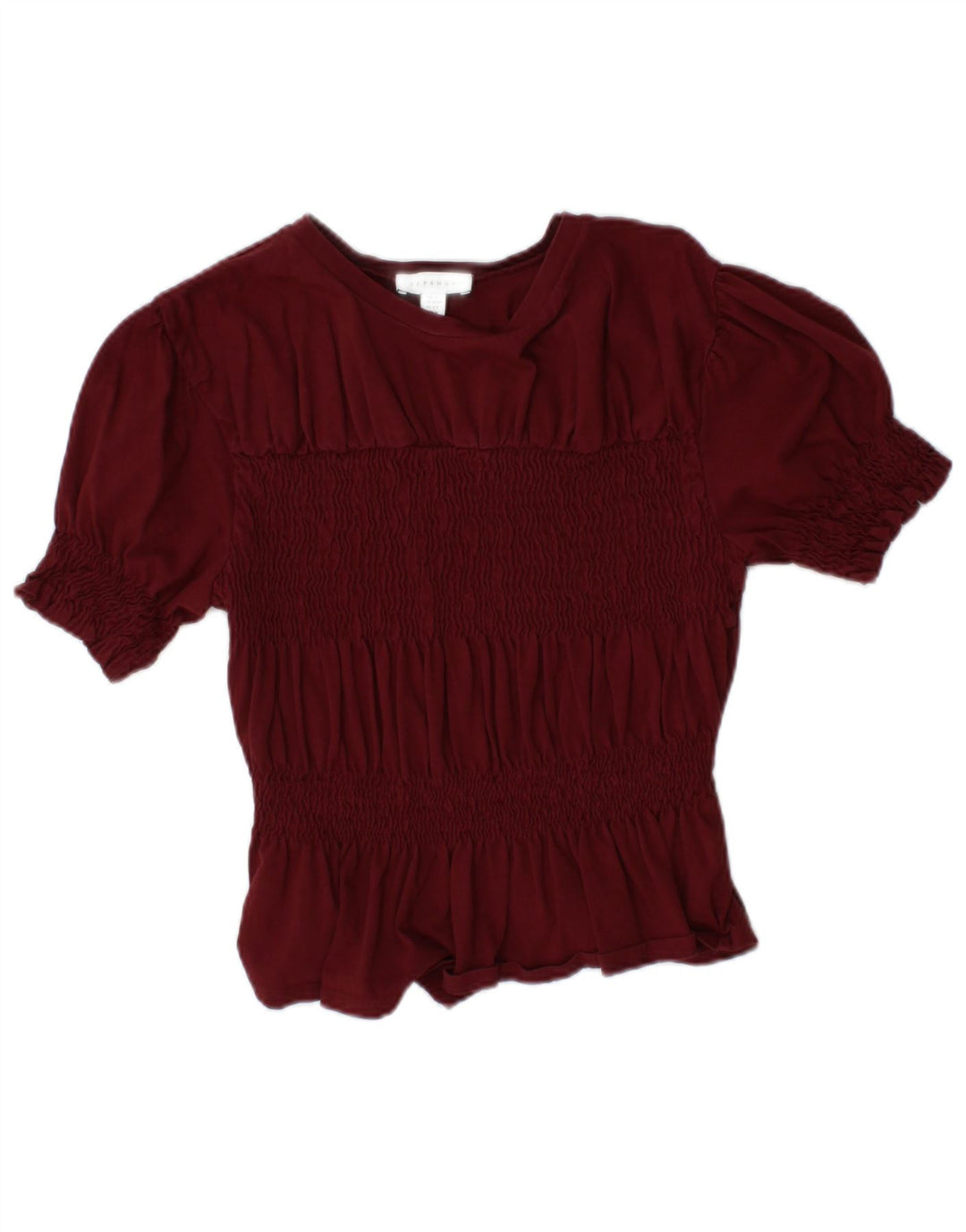 TOPSHOP Chemisier court pour femme UK 10 Petit coton bordeaux