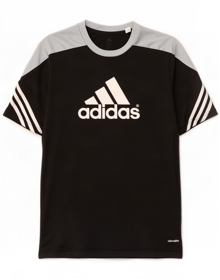 Adidas Hommes Climalite Graphic T-Shirt Top Large Noir Colorblock Polyester
