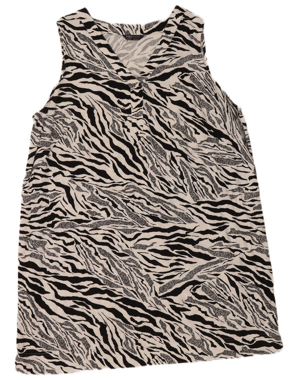 Marks & Spencer Robe droite sans manches pour femme UK 22 2XL Blanc imprimé animal