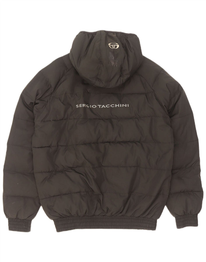 Sergio Tacchini Veste matelassée graphique pour homme UK 38 Medium Noir Polyester