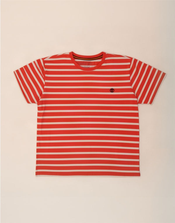 Timberland Mens Regular Fit T-Shirt Top XL Rouge Rayé Coton
