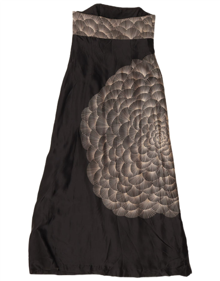 Monsoon Robe longue sans bretelles à motif abstrait pour femme UK 42 Noir moyen