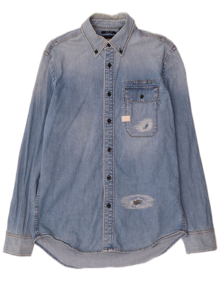 G-Star Chemise en Jean Slim Fit Homme Bleu Moyen Coton