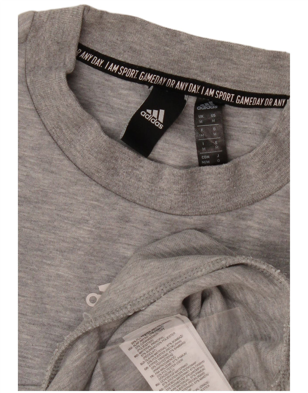 Adidas Sweat-Shirt Homme Gris Moyen Moucheté Coton