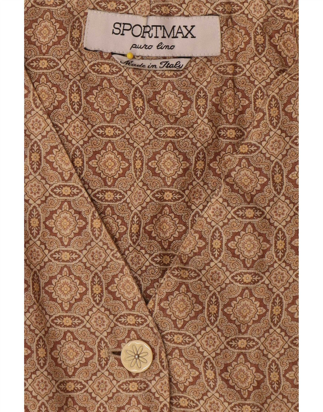 Sportmax Veste blazer sans manches pour femme UK 12 Marron moyen géométrique