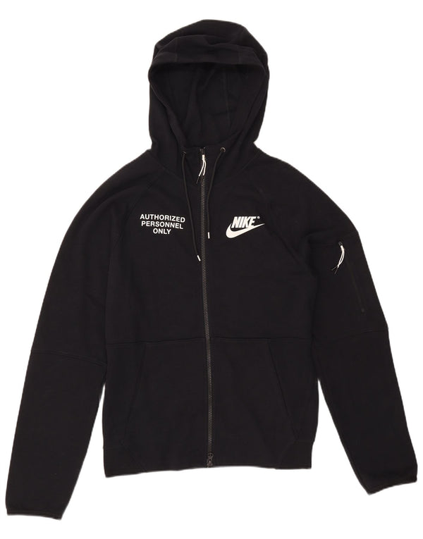 Nike Sweat à capuche zippé graphique pour homme XS en coton noir