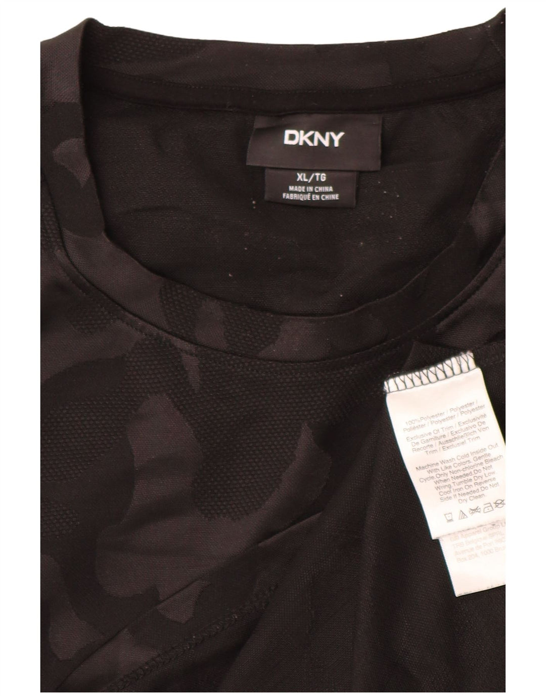 DKNY T-Shirt Homme Top XL Noir Camouflage Polyester