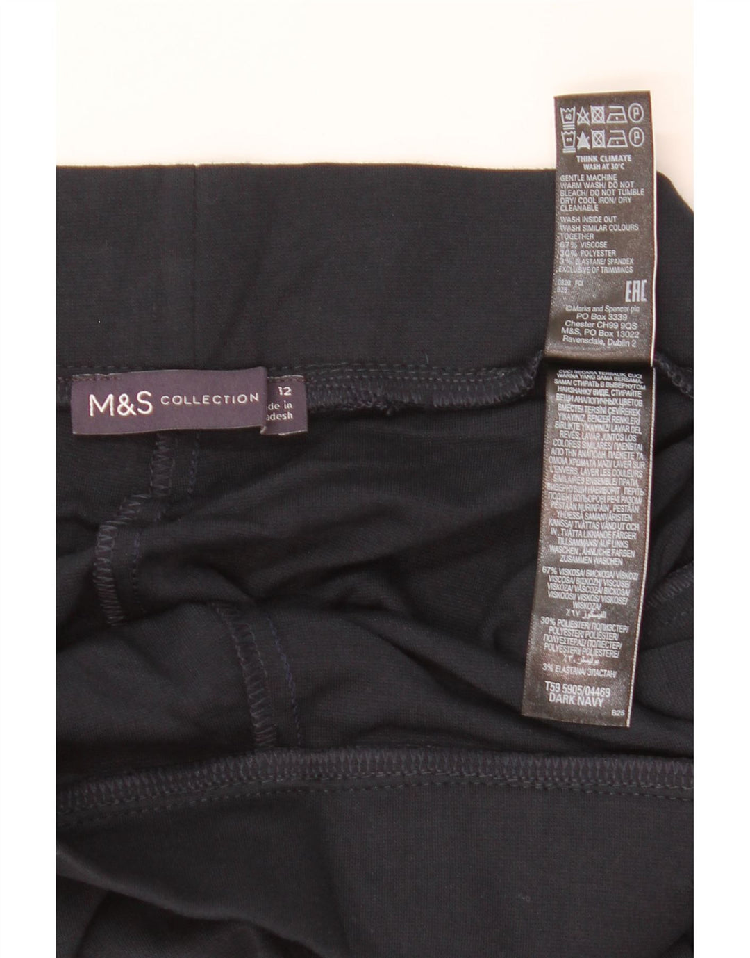 Marks & Spencer Pantalon décontracté pour femme UK 12 Medium W30 L29 Bleu marine